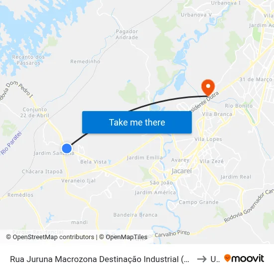 Rua Juruna Macrozona Destinação Industrial (Mdi - Parateí) Jacareí - São Paulo Brasil to Unip map