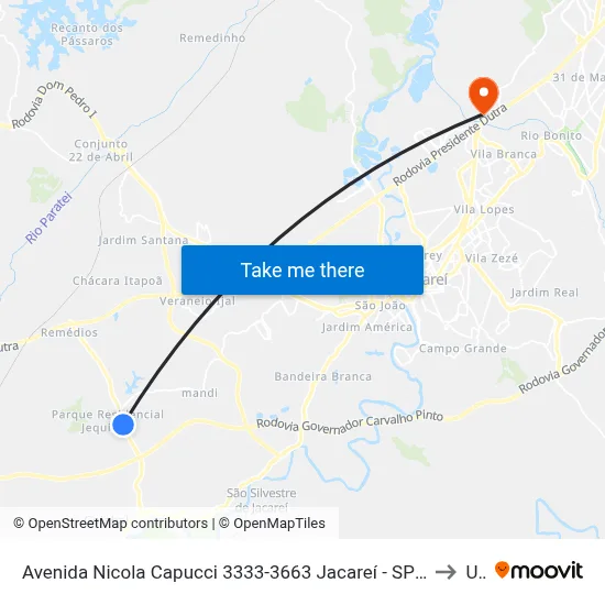 Avenida Nicola Capucci 3333-3663 Jacareí - SP 12320-330 República Federativa Do Brasil to Unip map