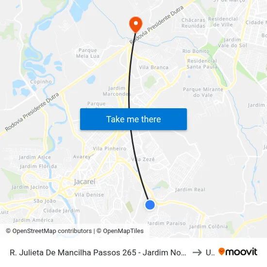 R. Julieta De Mancilha Passos 265 - Jardim Novo Amanhecer Jacareí - SP 12316-570 Brasil to Unip map