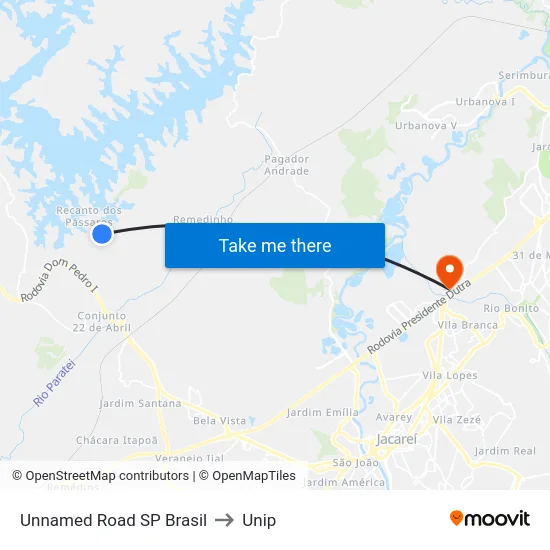 Unnamed Road SP Brasil to Unip map