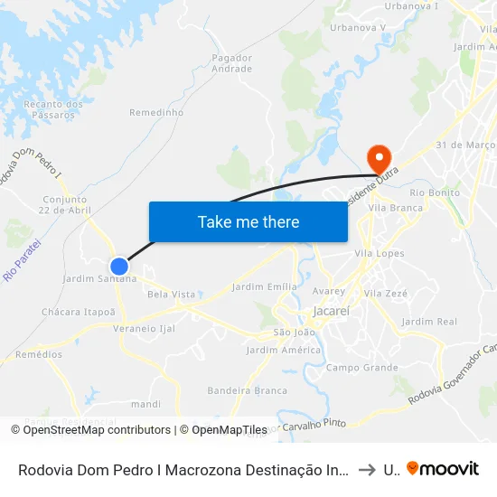 Rodovia Dom Pedro I Macrozona Destinação Industrial (Mdi - Parateí) Jacareí - São Paulo Brasil to Unip map