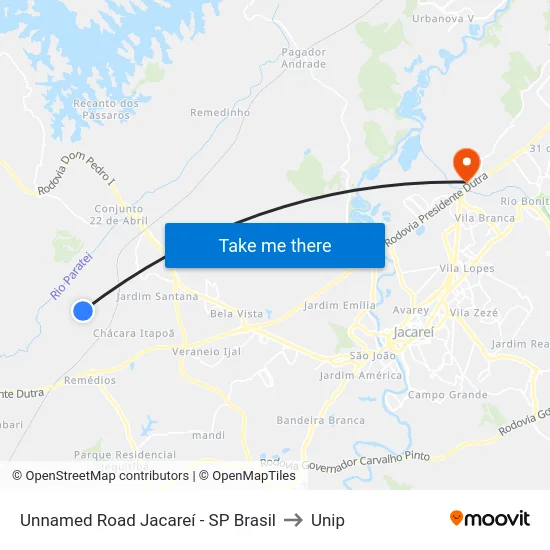 Unnamed Road Jacareí - SP Brasil to Unip map