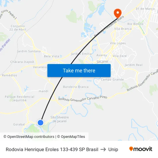 Rodovia Henrique Eroles 133-439 SP Brasil to Unip map
