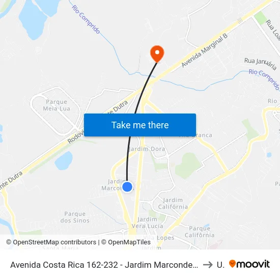 Avenida Costa Rica 162-232 - Jardim Marcondes Jacareí - SP 12305-020 República Federativa Do Brasil to Unip map