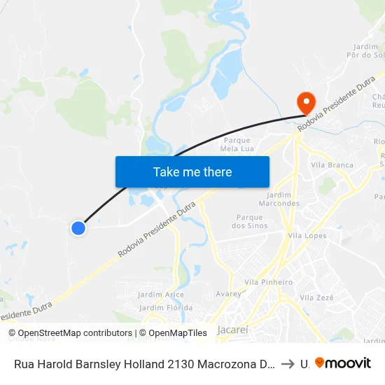 Rua Harold Barnsley Holland 2130 Macrozona Destinação Industrial (Mdi - Pagador De Andrade) Jacareí - São Paulo 12334 Brasil to Unip map