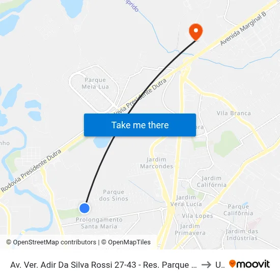 Av. Ver. Adir Da Silva Rossi 27-43 - Res. Parque Dos Sinos Jacareí - SP 12328-513 Brasil to Unip map