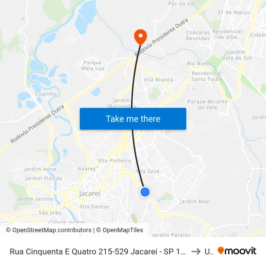 Rua Cinquenta E Quatro 215-529 Jacareí - SP 12310-053 República Federativa Do Brasil to Unip map
