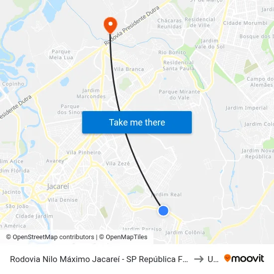 Rodovia Nilo Máximo Jacareí - SP República Federativa Do Brasil to Unip map