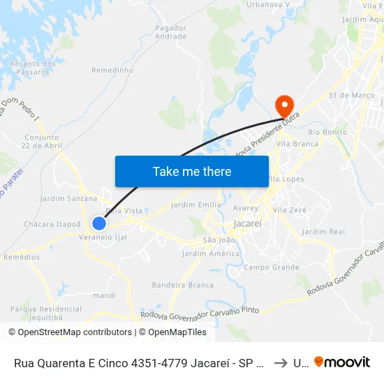 Rua Quarenta E Cinco 4351-4779 Jacareí - SP República Federativa Do Brasil to Unip map