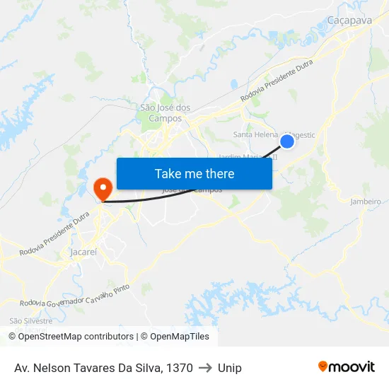 Av. Nelson Tavares Da Silva, 1370 to Unip map