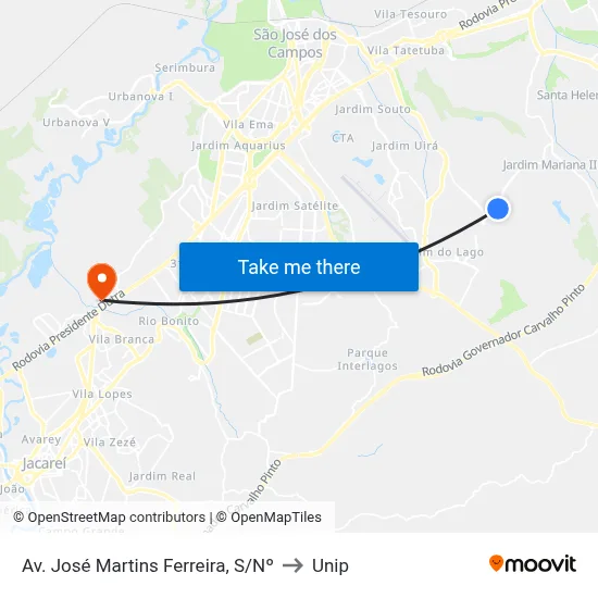 Av. José Martins Ferreira, S/Nº to Unip map