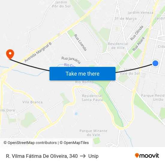 R. Vilma Fátima De Oliveira, 340 to Unip map