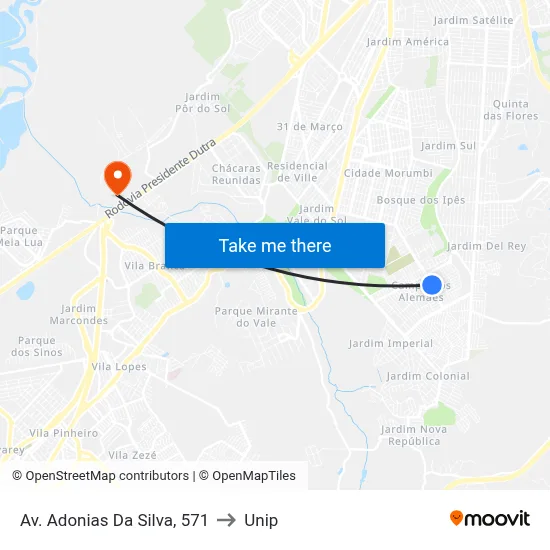 Av. Adonias Da Silva, 571 to Unip map