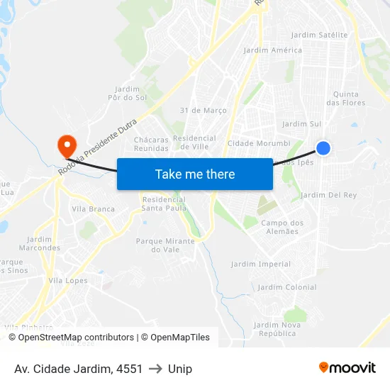 Av. Cidade Jardim, 4551 to Unip map