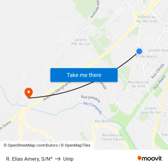 R. Elias Amery, S/Nº to Unip map