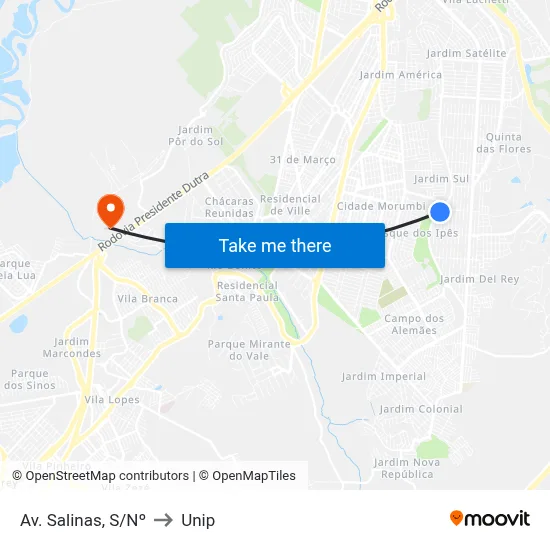 Av. Salinas, S/Nº to Unip map