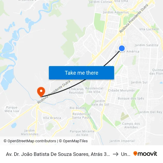 Av. Dr. João Batista De Souza Soares, Atrás 380 to Unip map