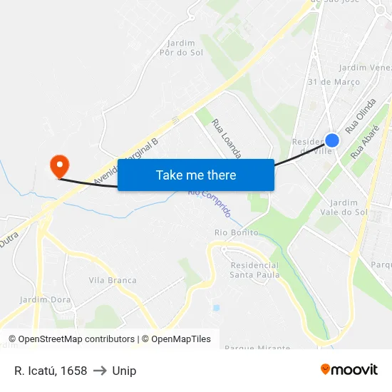 R. Icatú, 1658 to Unip map