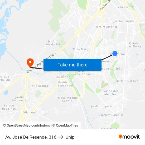 Av. José De Resende, 361 to Unip map