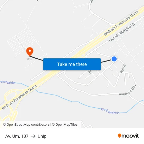 Av. Um, 187 to Unip map
