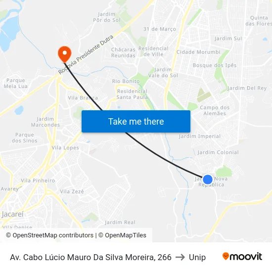 Av. Cabo Lúcio Mauro Da Silva Moreira, 266 to Unip map