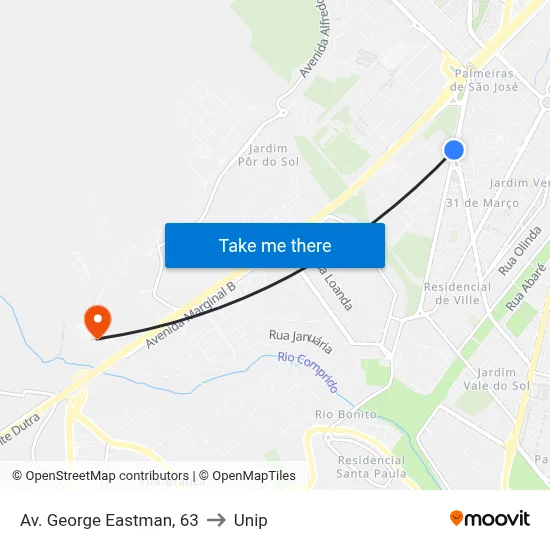 Av. George Eastman, 63 to Unip map