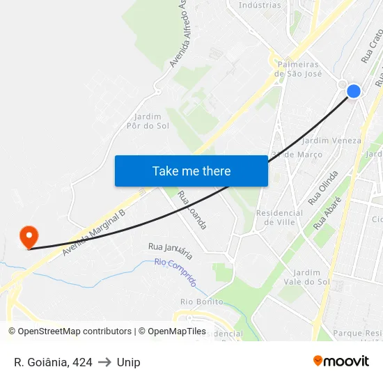 R. Goiânia, 424 to Unip map