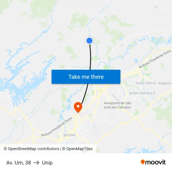 Av. Um, 38 to Unip map