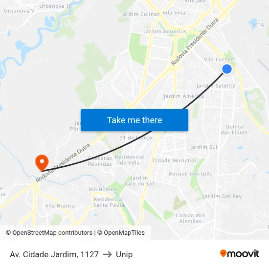 Av. Cidade Jardim, 1127 to Unip map