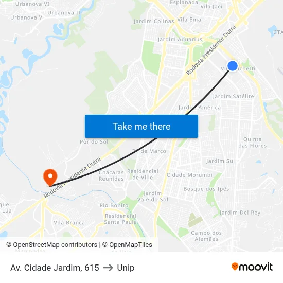 Av. Cidade Jardim, 615 to Unip map