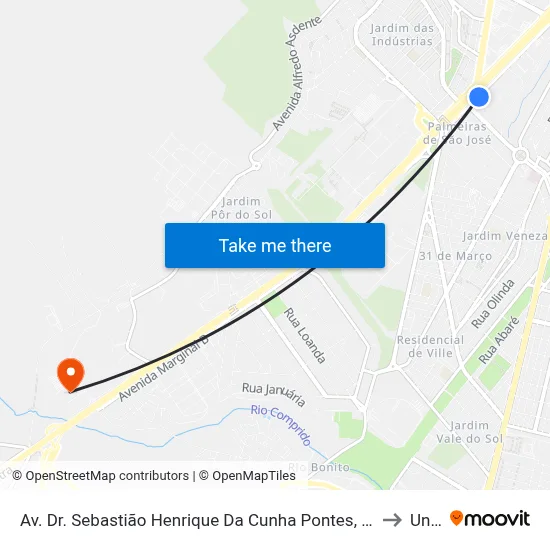 Av. Dr. Sebastião Henrique Da Cunha Pontes, 1655 to Unip map