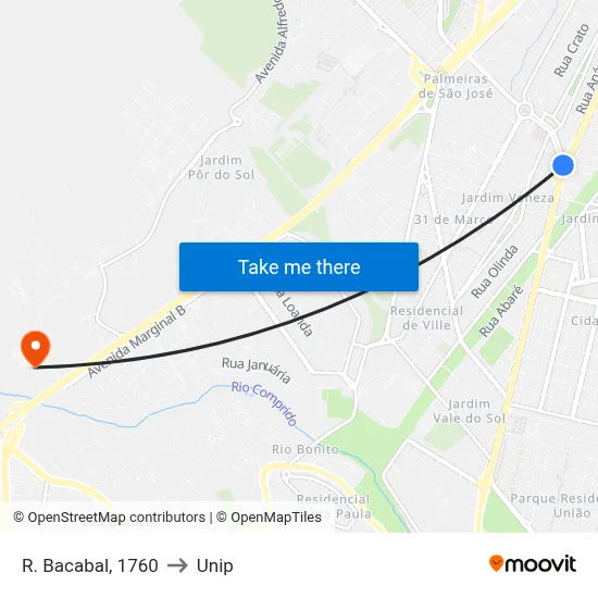 R. Bacabal, 1760 to Unip map