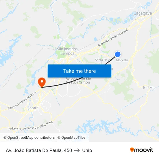 Av. João Batista De Paula, 450 to Unip map