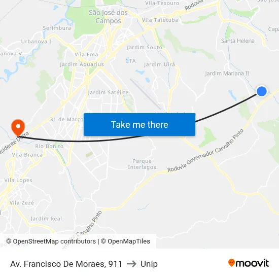 Av. Francisco De Moraes, 911 to Unip map