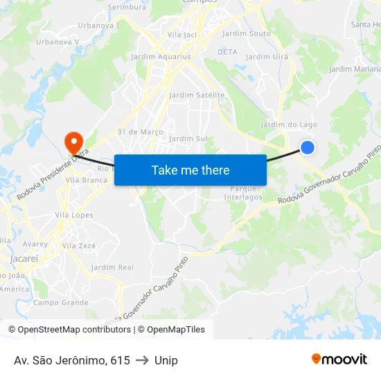 Av. São Jerônimo, 615 to Unip map