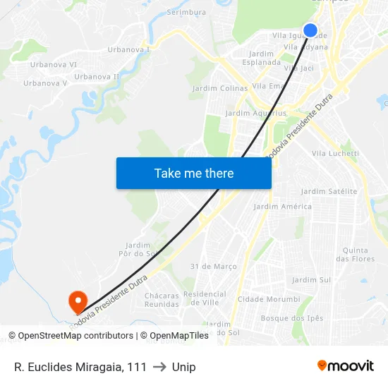 R. Euclides Miragaia, 111 to Unip map