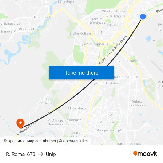R. Roma, 673 to Unip map