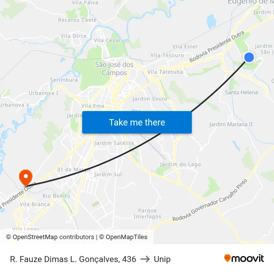 R. Fauze Dimas L. Gonçalves, 436 to Unip map