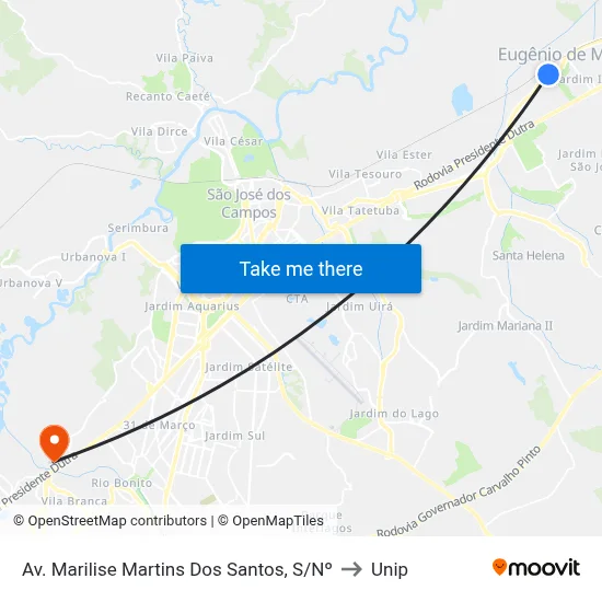 Av. Marilise Martins Dos Santos, S/Nº to Unip map