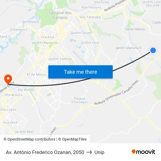 Av. Antônio Frederico Ozanan, 2050 to Unip map