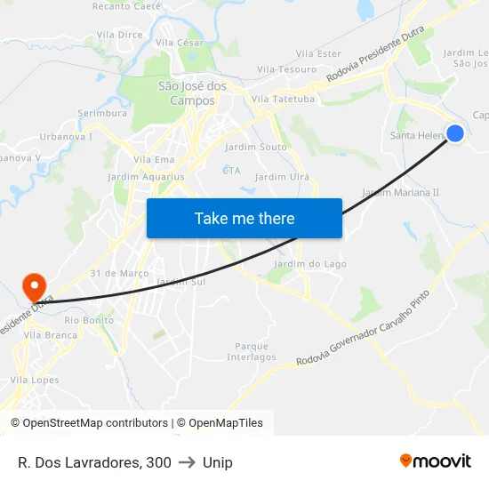 R. Dos Lavradores, 300 to Unip map