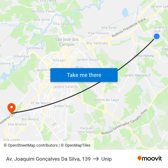 Av. Joaquim Gonçalves Da Silva, 139 to Unip map
