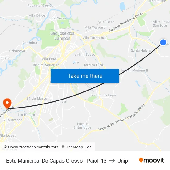Estr. Municipal Do Capão Grosso - Paiol, 13 to Unip map
