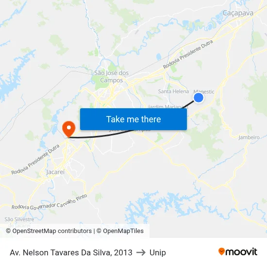 Av. Nelson Tavares Da Silva, 2013 to Unip map