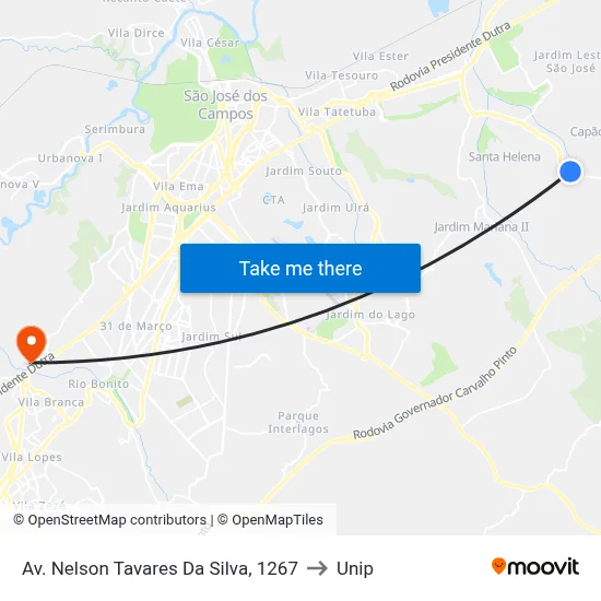 Av. Nelson Tavares Da Silva, 1267 to Unip map