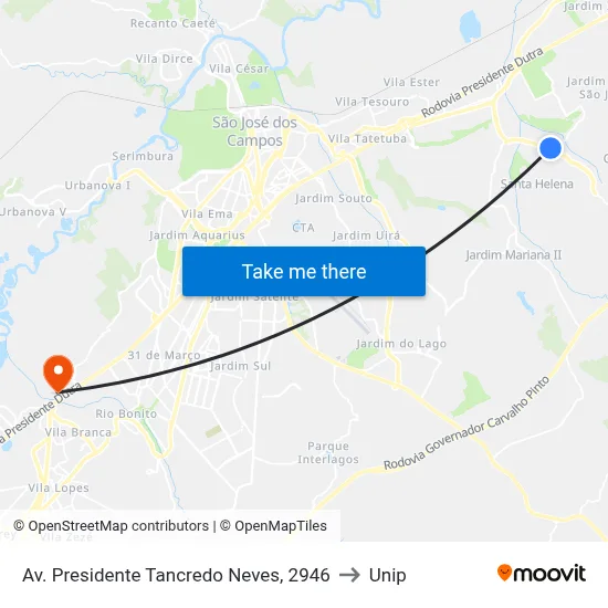 Av. Presidente Tancredo Neves, 2946 to Unip map