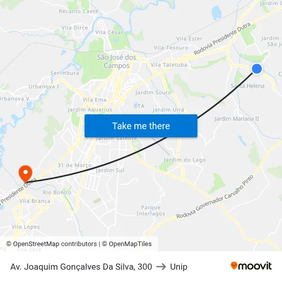 Av. Joaquim Gonçalves Da Silva, 300 to Unip map