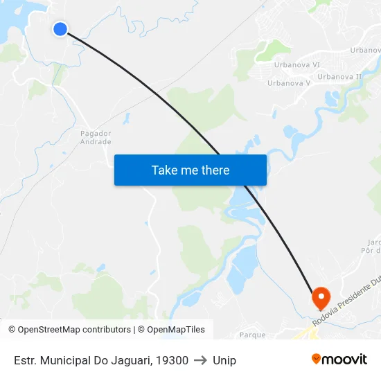 Estr. Municipal Do Jaguari, 19300 to Unip map