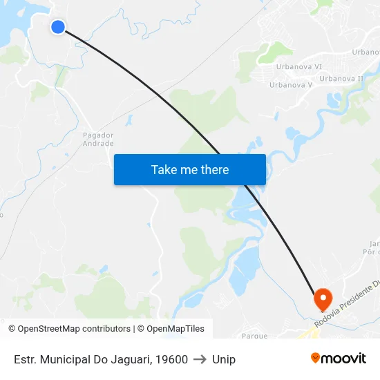 Estr. Municipal Do Jaguari, 19600 to Unip map