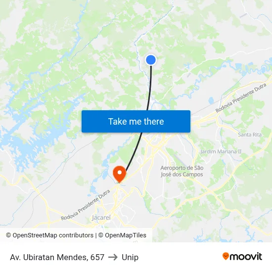 Av. Ubiratan Mendes, 657 to Unip map